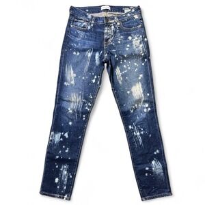 Big Star Nova Denim Hydra Bleach Splatter Jeans SZ 27 Dark Wash Skinny Cigarette